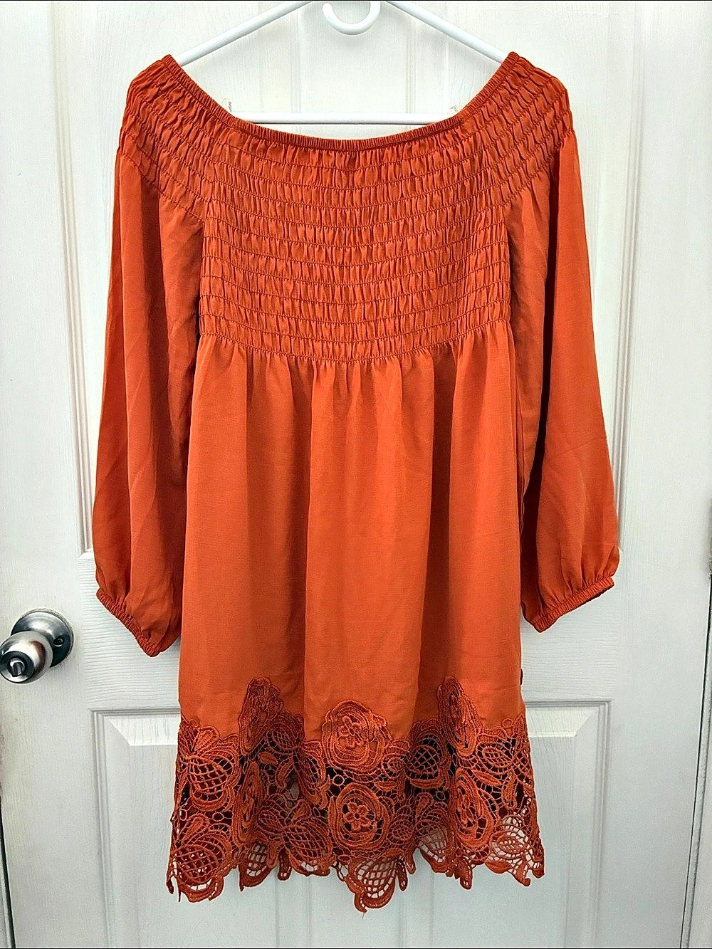 NWT Orange Rust Smocked Dress